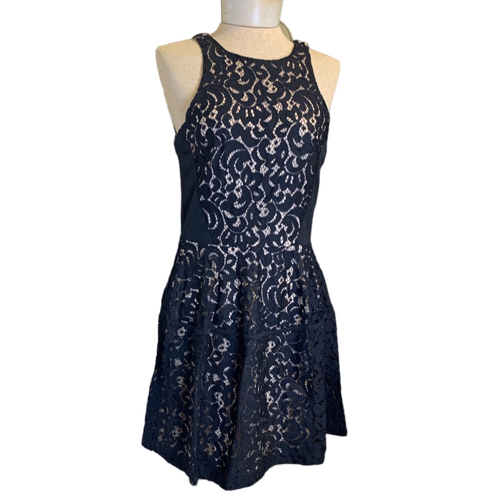 Mossimo Black and Nude Lace Flare Skirt Dress Sz S/P